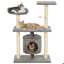 Arranha-céu para gatos, scratcher, nicho, brinquedo para animais de pelúcia em sisal 95 cm cinza 3702242