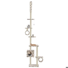 Kattenboom krabpaal schuilplaats speelgoed dieren pluche van sisal 260 cm beige patroon