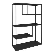 Biblioteca de design para sala prateleira estilo original 4 níveis aço preto 03_0006487