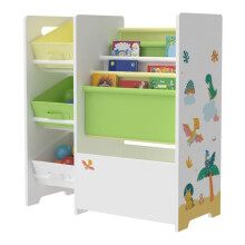 Scaffale di stoccaggio per bambini con 3 ceste aperte bianco / verde / giallo 03_0006996