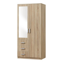Armadio da camera guardaroba moderno mobile di stoccaggio senza tempo 3 cassetti + specchio MDF 176