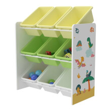 Scaffale di stoccaggio per bambini con 9 ceste aperte bianco / verde / giallo 03_0006987