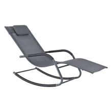 Sofá de sol oscilante de acero textil 147 x 63 x 89 cm gris oscuro