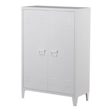 Gabinete de escritório - Metal - 2 portas - 110 x 75 cm - Branco - Armário de armazenamento moderno