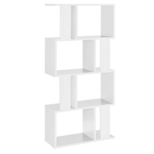 Bibliothèque pour salon meuble de rangement étagères MDF mélaminé 130 cm blanc 03_0001073