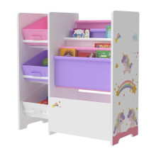 Scaffale di stoccaggio per bambini con 3 cesti aperti bianco / viola / rosa 03_0006997