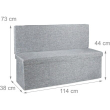 Banco pouf dobrável de armazenamento em linho 114 cm cinza 13_0002783_2