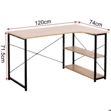 Mesa de trabalho espaçosa para adulto com duas prateleiras MDF 120 cm bege 19_0000390