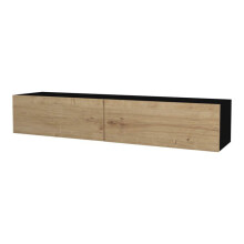 Mueble de TV 135 x 31 x 25 cm negro y efecto roble 03_0007869