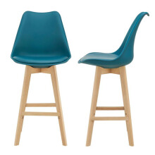 Conjunto de 2 banquetas de bar com assento estofado em plástico sintético, faia, 105 cm, turquesa 03_0002783