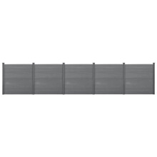 ClĂ´ture brise vue brise vent bois composite (WPC) 183 x 879 cm gris 03_0001452
