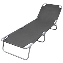 Transat chaise longue - HELLOSHOP26 - Plegable - Respaldo ajustable - Tela Oxford - Gris