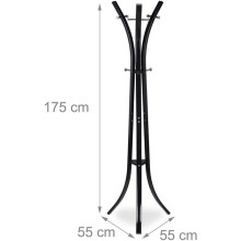 Porte métal sur pied support pour manteaux vestes entrée couloir 175 cm noir 13_0002199