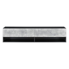 Étagère murale 2 portes meuble support TV rangement 140 cm noir effet béton 03_0005186