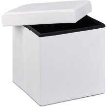 Opvouwbare poef bankett met stabiele opbergmeubel van synthetisch materiaal 38 cm wit 13_0002806