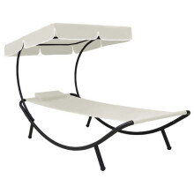 Transat - HELLOSHOP26 - Cama de jardín - Oxford resistente - Acero - Con toldo y almohada