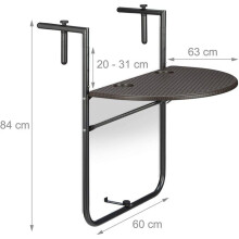Klapptisch für den Balkon, faltbar, 3-stufig, verstellbar, braun 13_0002691_2
