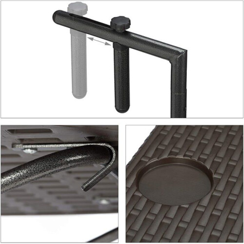 Table de balcon pliante pliable 3 niveaux réglable marron 13_0002691_2 2