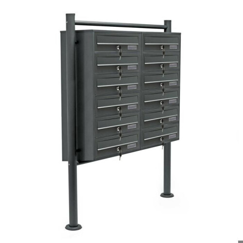 Bloc 12 cassette postali 2x6 compartimenti sovrapposti supporto antracite 16_0000025