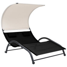 Transat - HELLOSHOP26 - Doble - Textilène negro - Toldos UV - 2 almohadas incluidas