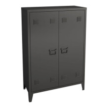 Móvel de escritório - Metálico - Armário de 2 portas - 110 x 75 cm - Design contemporâneo - Preto fosco