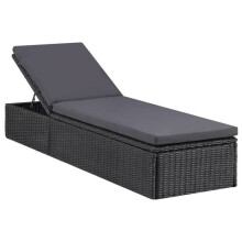 Transat silla larga tumbona cama de jardín terraza mueble de exterior resina trenzada negro