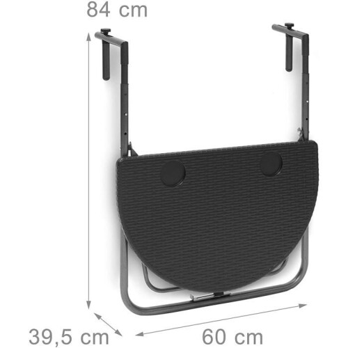 Table de balcon pliante pliable 3 niveaux réglable noir 13_0002691 1
