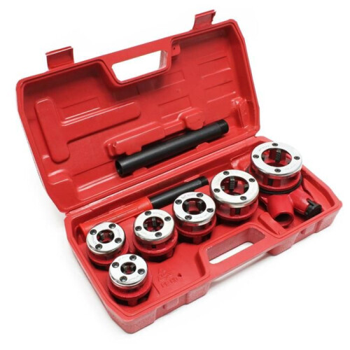 Coffret mit interchangeablem Kopf für Installateure, Gewindebohrer und Rohrschneider, 9 Teile