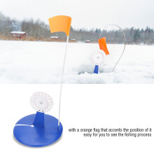 Kompakter Eisfischerrutenaufsatz mit oranger Flagge und Metallstange