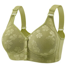 Top With Lace No Steel Ring Wireless Adjustable Breathable Women's Casual Top Bra Underwear Set Green Size 22