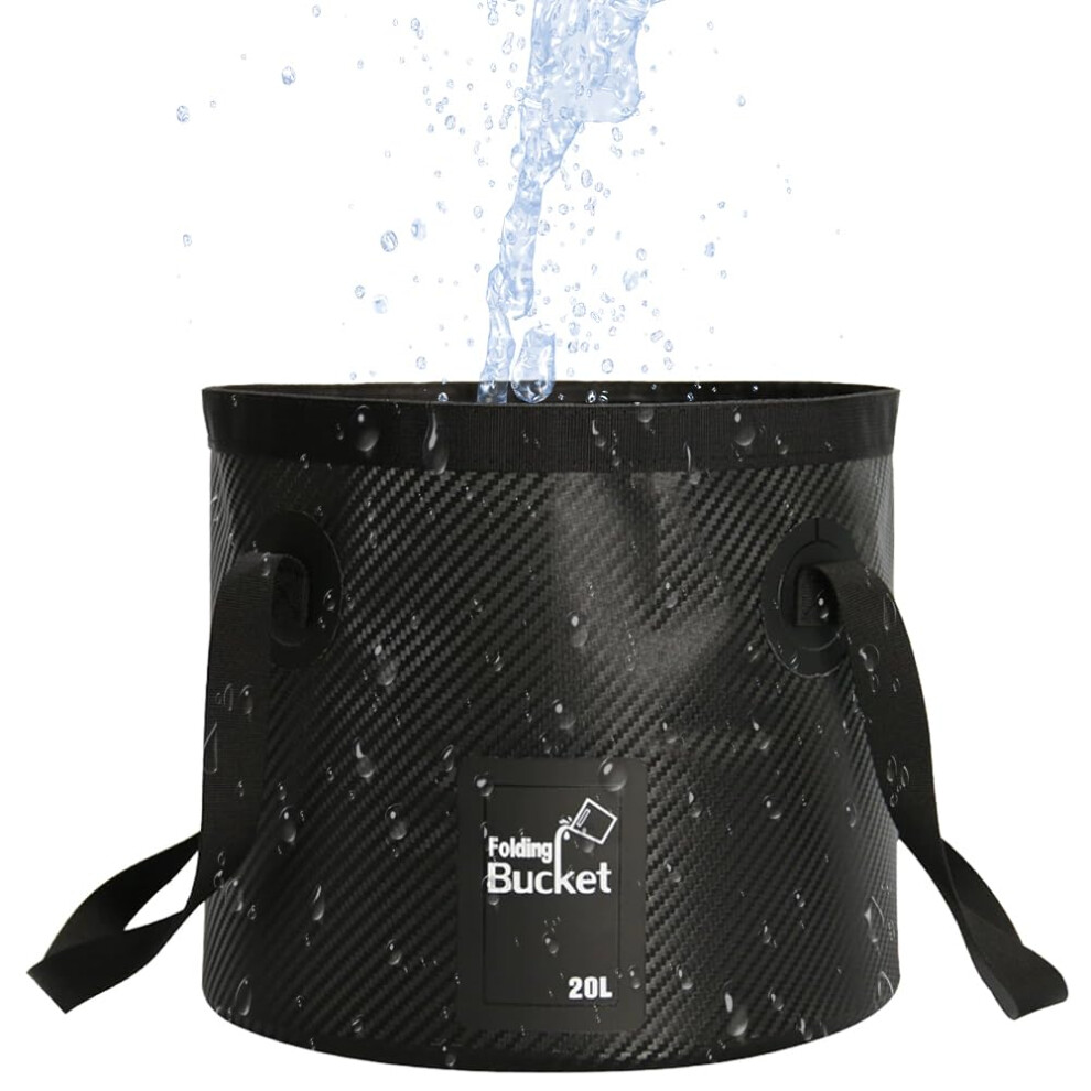20L Camping Bucket Bag Waterproof Foldable Bucket For Outdoor Camping Black 1 9393856759033