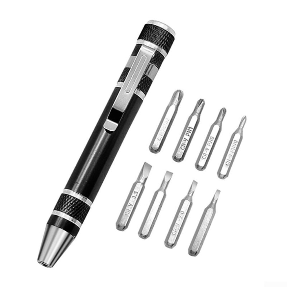 Pocket Screwdriver Pen Kit With 8 Interchangeable Heads Repair/Disassembly Multi Tool Home And Workshop Black Red Blue 9016109902641