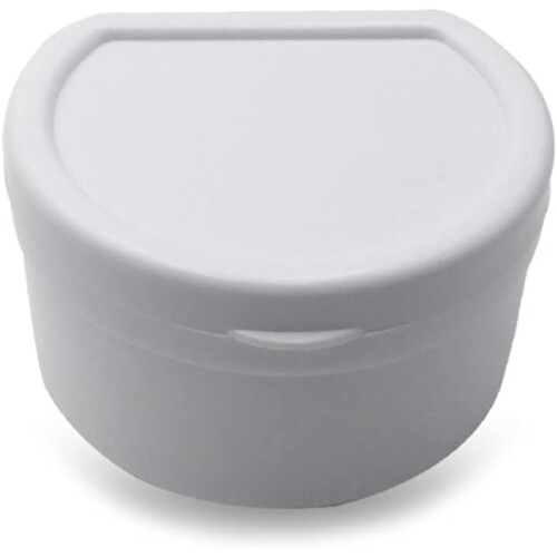 Denture Bath Box For False Teeth Storage Case With Hanging Net White 2