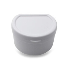Denture Bath Box For False Teeth Storage Case With Hanging Net White