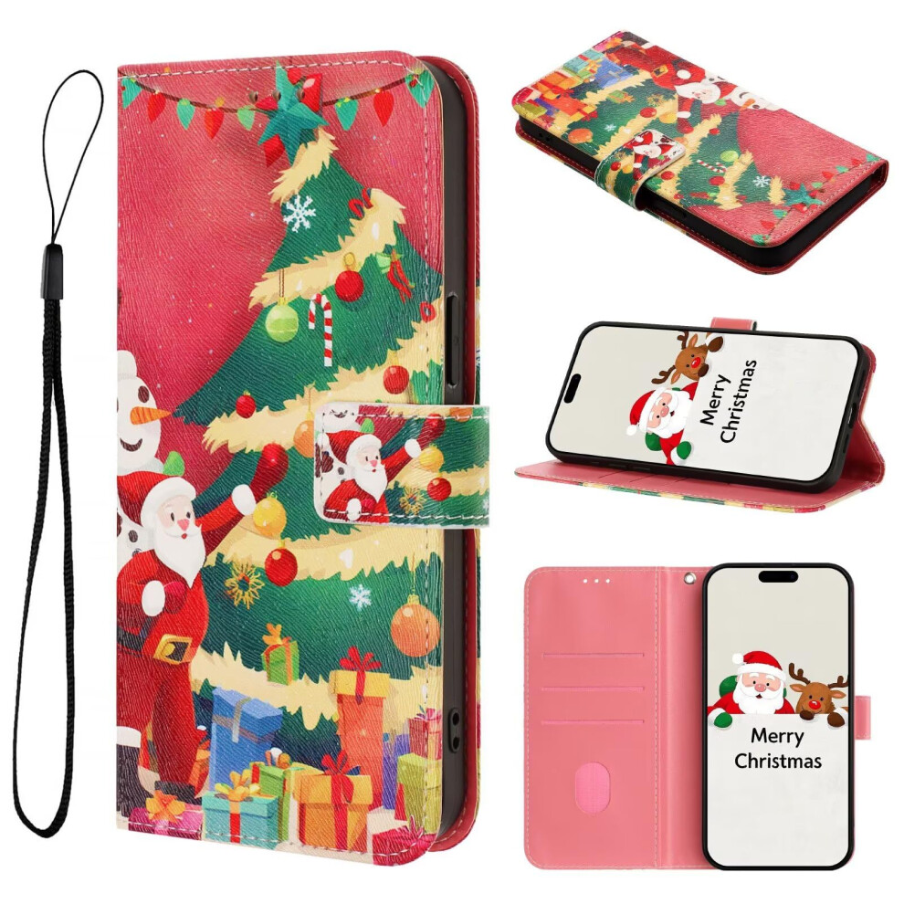 Case For Samsung Galaxy M32 4G Case Christmas Tree Snowman Wallet Pu Leather Card Slots Stand Magnetic Shockproof Flip Cover 9016109902818