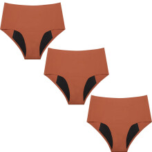 Leakproof Underwear For Women Postpartum Menstrual Pee Proof Period Panties 3 Pack Plus Size Brown Size S