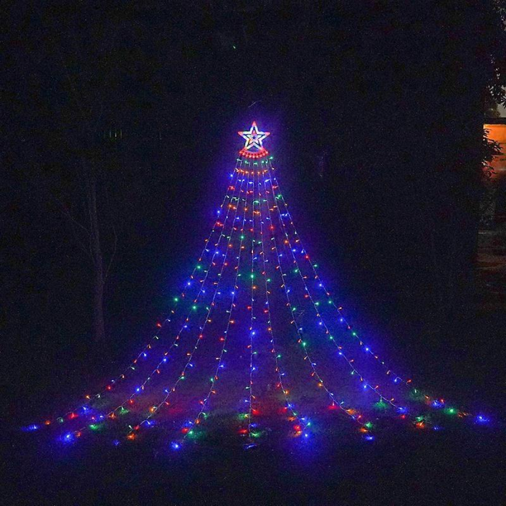 Outdoor Christmas Decorations, 3.5M Christmas Star S Led Waterfall Christmas S Christmas Tree Fairy S Outdoor String S For Xmas Tr Light
