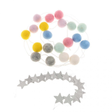 Felt Ball Hanging Ornaments +Glitter Star Bunting Party Kids Room Decoration