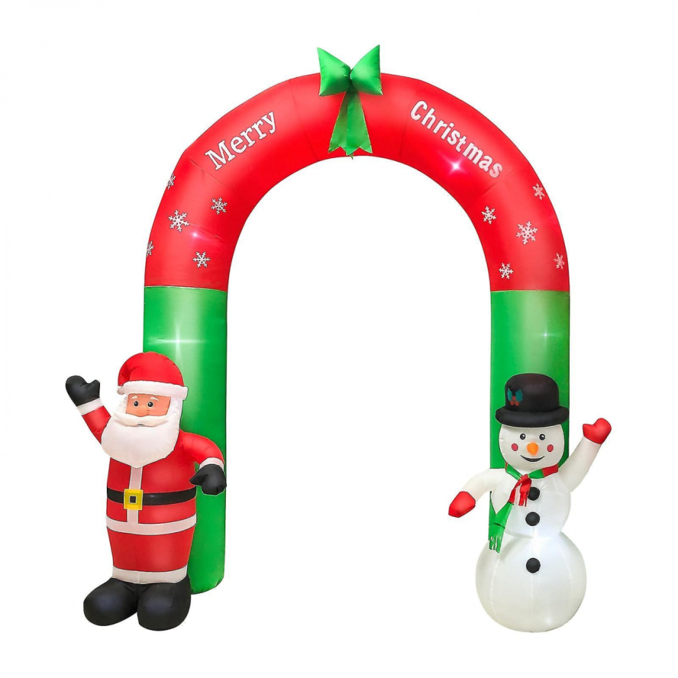 Eu Plug 8ft Christmas Inflatable Santa Claus And Snowman Arch Yard Decoration Holiday Home Decorations Yard Led Lights Outdoors Ornaments Xmas New Yea-image-OPC-PKHW8CJ-NEW