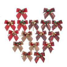 5pcs Christmas Tree Pendant With Bells Christmas Bow-mxbcblack grey plaid green leaves