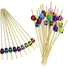 Skull Cocktail Picks - 100 Pcs Wooden Halloween Party Supplies