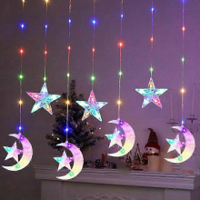 Holiday LED String Light Fairy Colorful Light 8 Modes EU plug Outdoor Garden Wedding Home Room Decoration Lampstar and moonEU plug