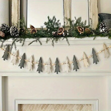 Christmas Garland Wooden Bead Wreath Rustic 12 Tree Design Home Decor