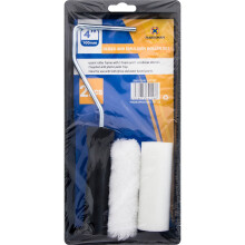 Paint Roller Kit 4PC 4" Mini Set Foam and Emulsion Sleeves Tray DIY Home Tool