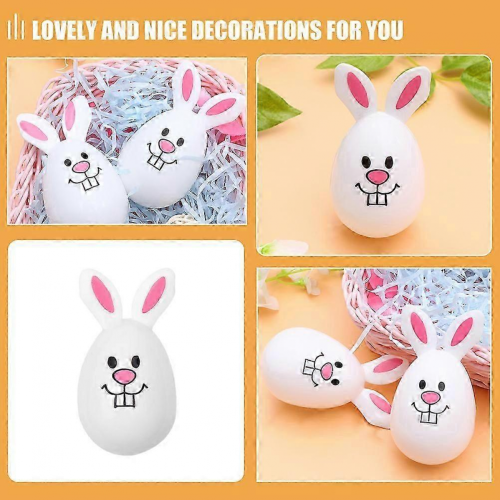 24pcs Easter Egg Ornament Openable Easter Rabbit Eggs Shape Decor Easter Party FavorsWhite7.50X7.50X4.50CM 2