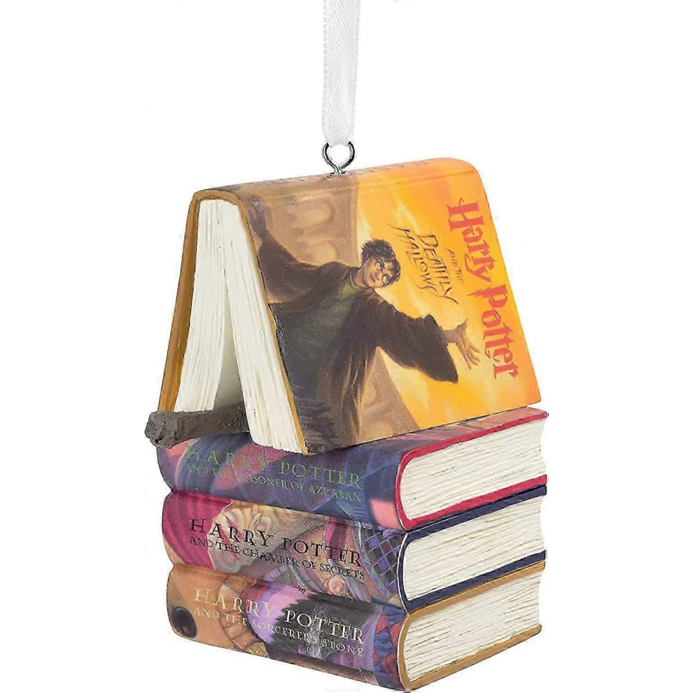 Hallmark Harry Potter Stacked Books with Wand Christmas Ornament, 2.23 x 2.75 x 2.28 inches