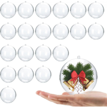20 Clear Plastic Baubles for DIY Christmas, Fill Your Own Baubles, Christmas Party Decor Balls (8cm)
