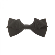 Unisex Faux Leather Bowtie for Men Women Black Bat Wing Pre-Tied Bowknot Ties with Adjustable Strap for Halloween PartyLong dark angel