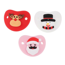 3pcs Food Grade Silicone Baby Pacifier Christmas Elements Design Santa Claus Snowman Elk Shape for Baby ToddlersMultiM
