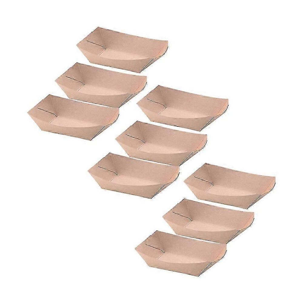 Pack of 100 boat-shaped lunch and salad boxes in kraft paper to take away